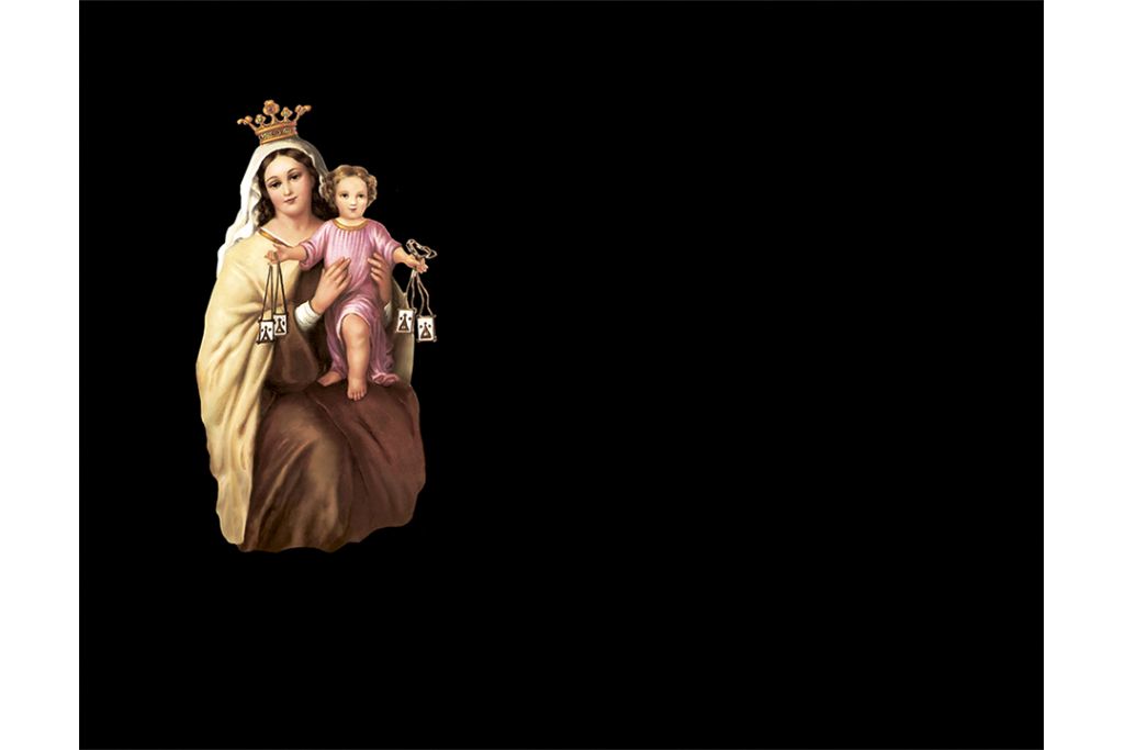 Virgen del Carmen en porcelánico color incrustado