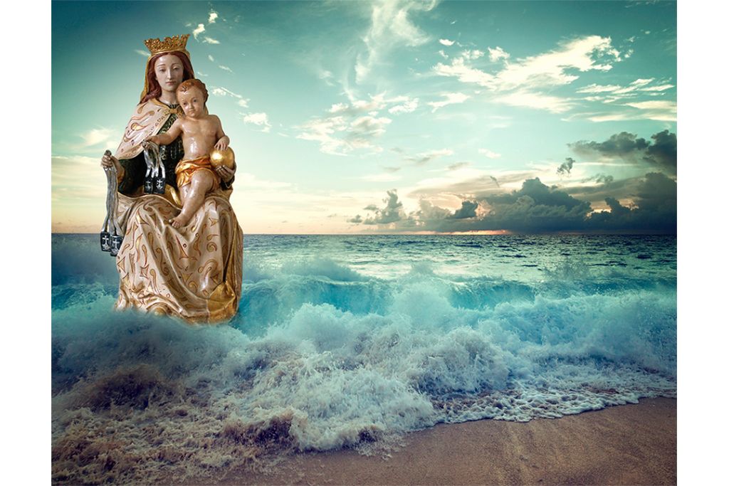 Mar y Virgen del Carmen en porcelánico color completo