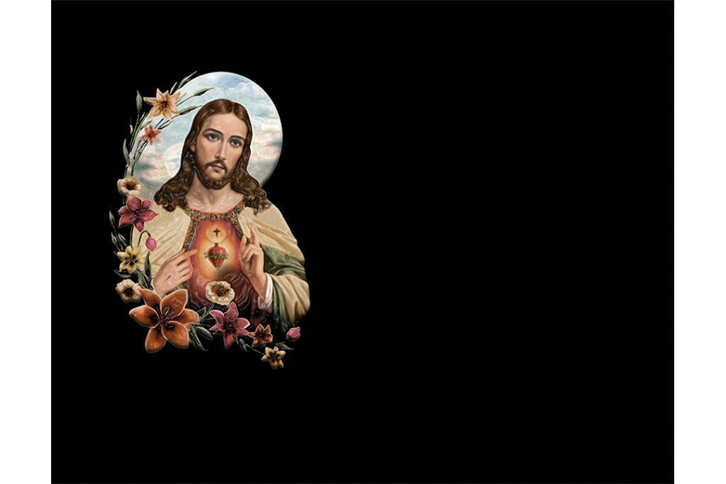 Corazón de Jesús en porcelánico color con volumen