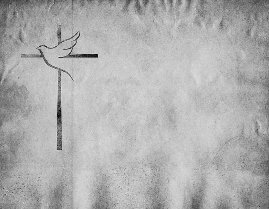 Fondo imitación textura en blanco y negro con cruz y paloma